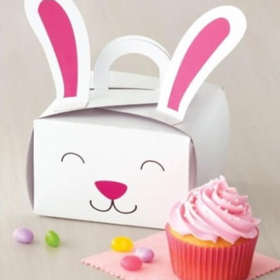 Boîte cupcakes carton rose et blanc pour présenter deux gâteaux