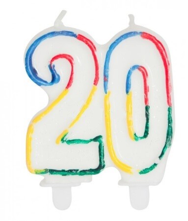 Bougie anniversaire nombre 20 pour gâteau